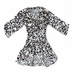 Stillwater Dalmatian Print Tie-Front Mini Dress